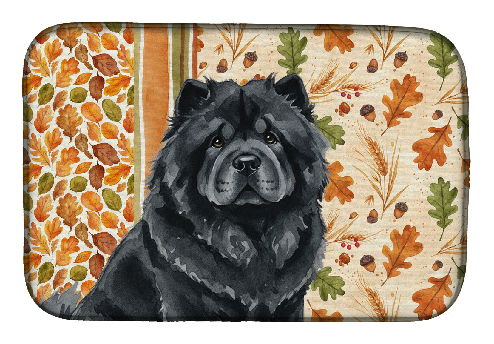 Black Chow Chow Heirloom Fall Dish Drying Mat Absorbent Dish Drying Mat Pad for Kitchen Counter Dish Drainer Mat for Countertop, 14 x 21", Multicolor