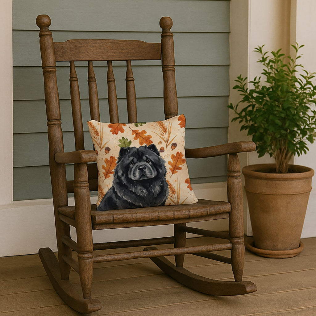 Black Chow Chow Heirloom Fall Decorative Throw Pillow 14x14 Indoor Outdoor Accent Cushion, Fabric Cover with Insert for Sofa, Bed, Porch & Living Room