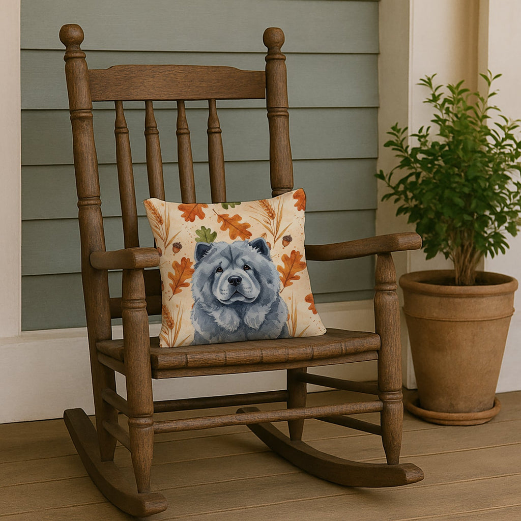Blue Chow Chow Heirloom Fall Decorative Throw Pillow 14x14 Indoor Outdoor Accent Cushion, Fabric Cover with Insert for Sofa, Bed, Porch & Living Room