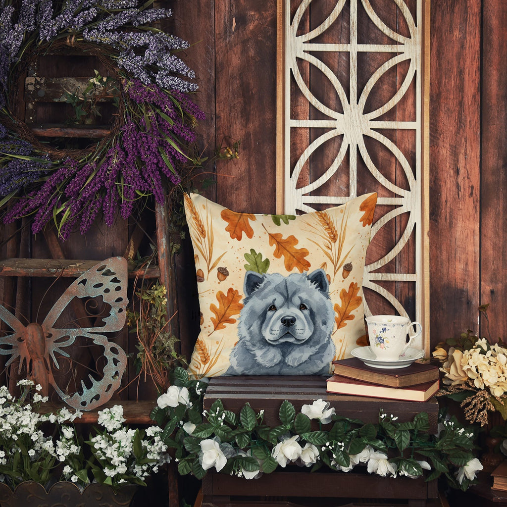 Blue Chow Chow Heirloom Fall Decorative Throw Pillow 14x14 Indoor Outdoor Accent Cushion, Fabric Cover with Insert for Sofa, Bed, Porch & Living Room