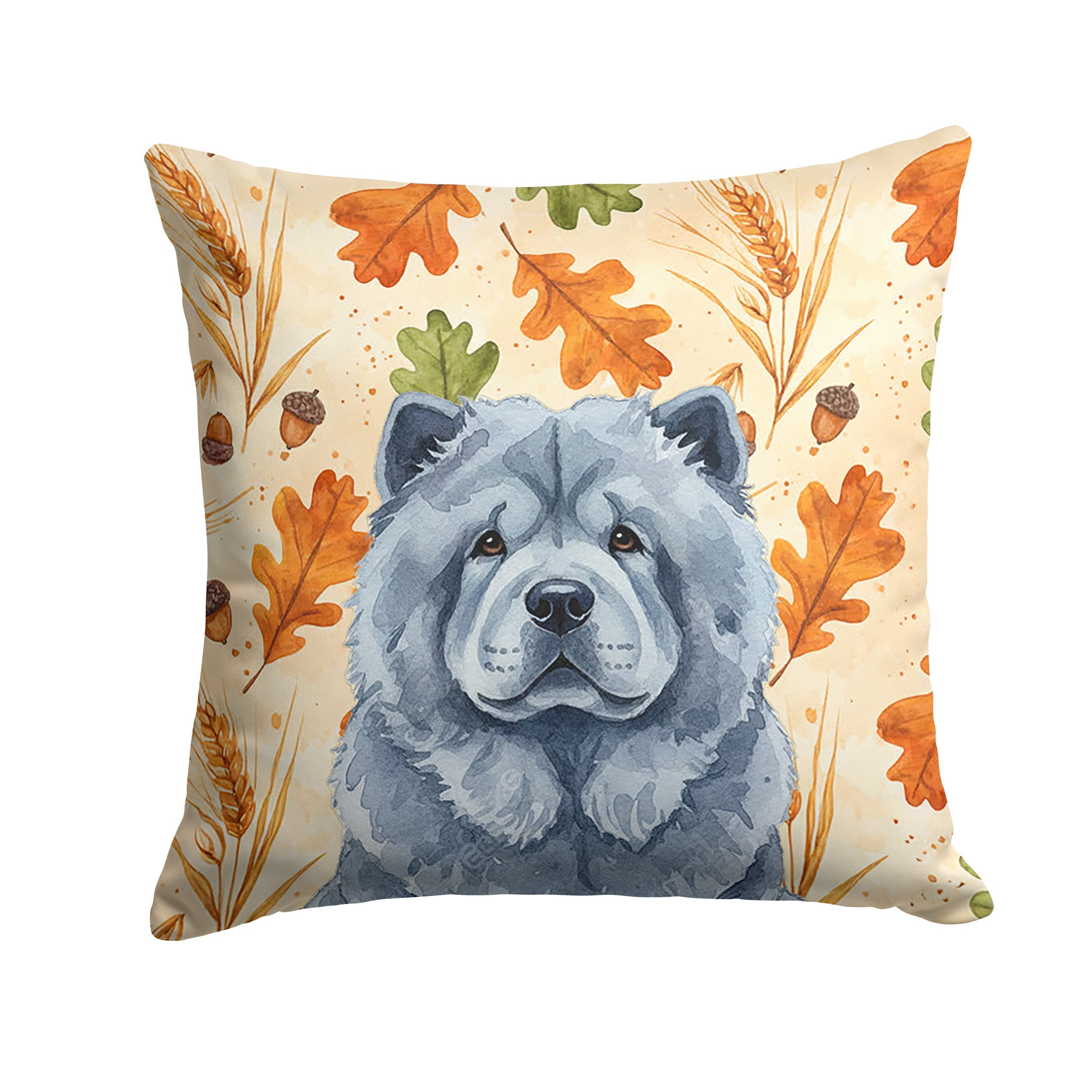 Blue Chow Chow Heirloom Fall Decorative Throw Pillow 18x18 Indoor Outdoor Accent Cushion, Fabric Cover with Insert for Sofa, Bed, Porch & Living Room