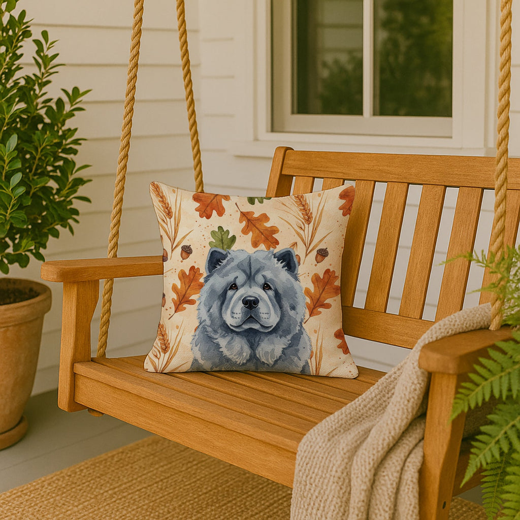 Blue Chow Chow Heirloom Fall Decorative Throw Pillow 18x18 Indoor Outdoor Accent Cushion, Fabric Cover with Insert for Sofa, Bed, Porch & Living Room