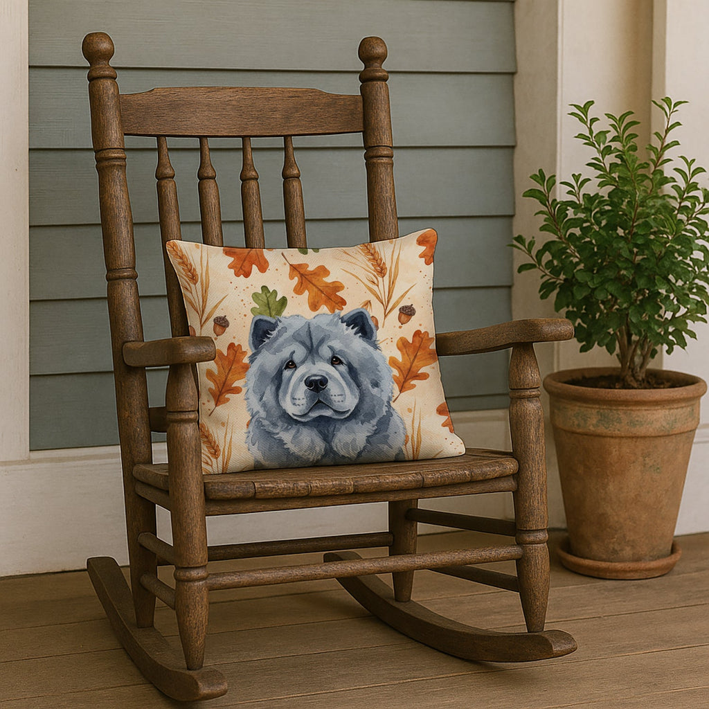 Blue Chow Chow Heirloom Fall Decorative Throw Pillow 18x18 Indoor Outdoor Accent Cushion, Fabric Cover with Insert for Sofa, Bed, Porch & Living Room