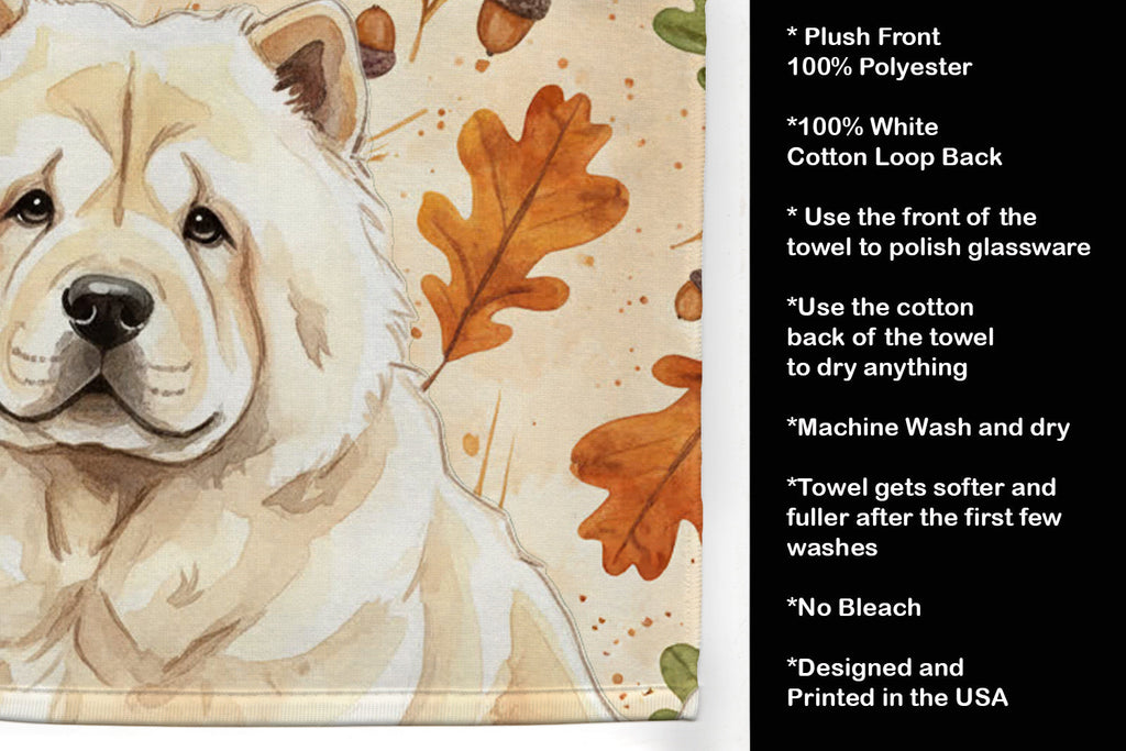 Cream Chow Chow Heirloom Fall Kitchen Towel Velour Plush Front and Cotton Loop Back Machine Washable