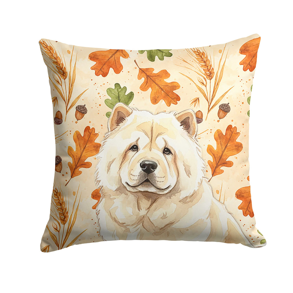 Cream Chow Chow Heirloom Fall Decorative Throw Pillow 14x14 Indoor Outdoor Accent Cushion, Fabric Cover with Insert for Sofa, Bed, Porch & Living Room