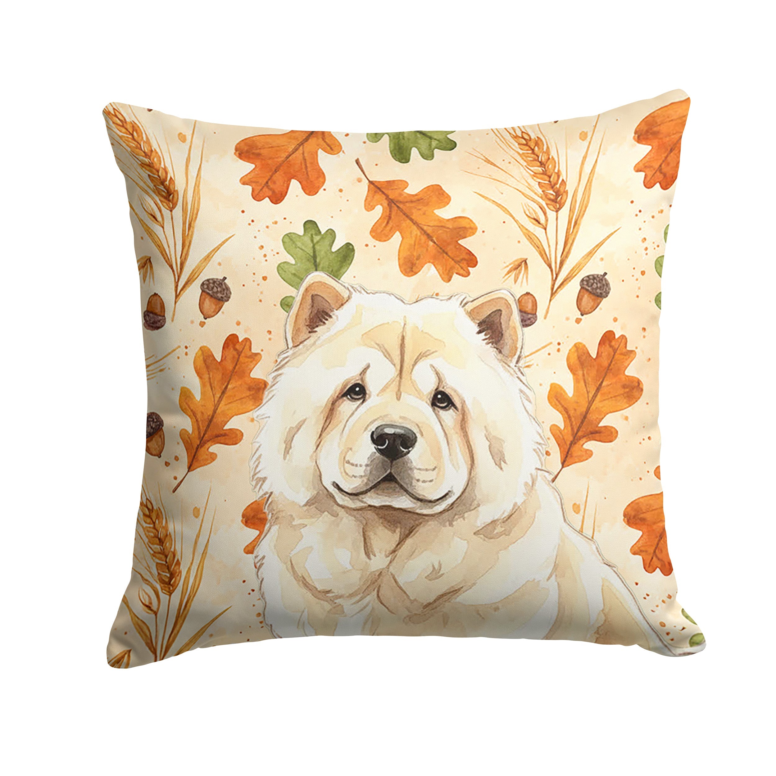 Cream Chow Chow Heirloom Fall Decorative Throw Pillow 18x18 Indoor Outdoor Accent Cushion, Fabric Cover with Insert for Sofa, Bed, Porch & Living Room