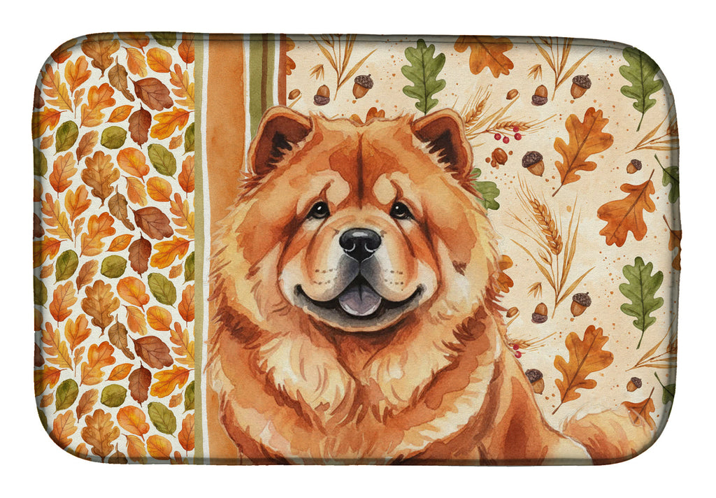 Red Chow Chow Heirloom Fall Dish Drying Mat Absorbent Dish Drying Mat Pad for Kitchen Counter Dish Drainer Mat for Countertop, 14 x 21", Multicolor