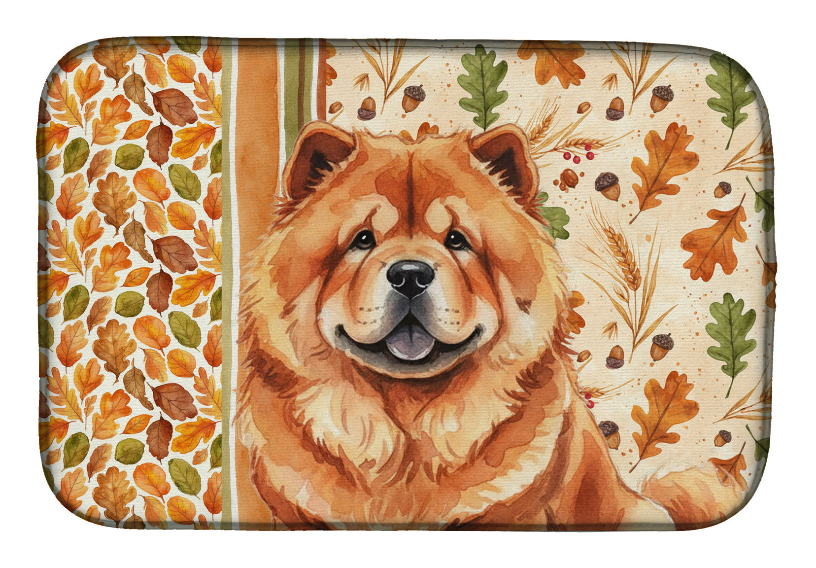 Red Chow Chow Heirloom Fall Dish Drying Mat Absorbent Dish Drying Mat Pad for Kitchen Counter Dish Drainer Mat for Countertop, 14 x 21", Multicolor