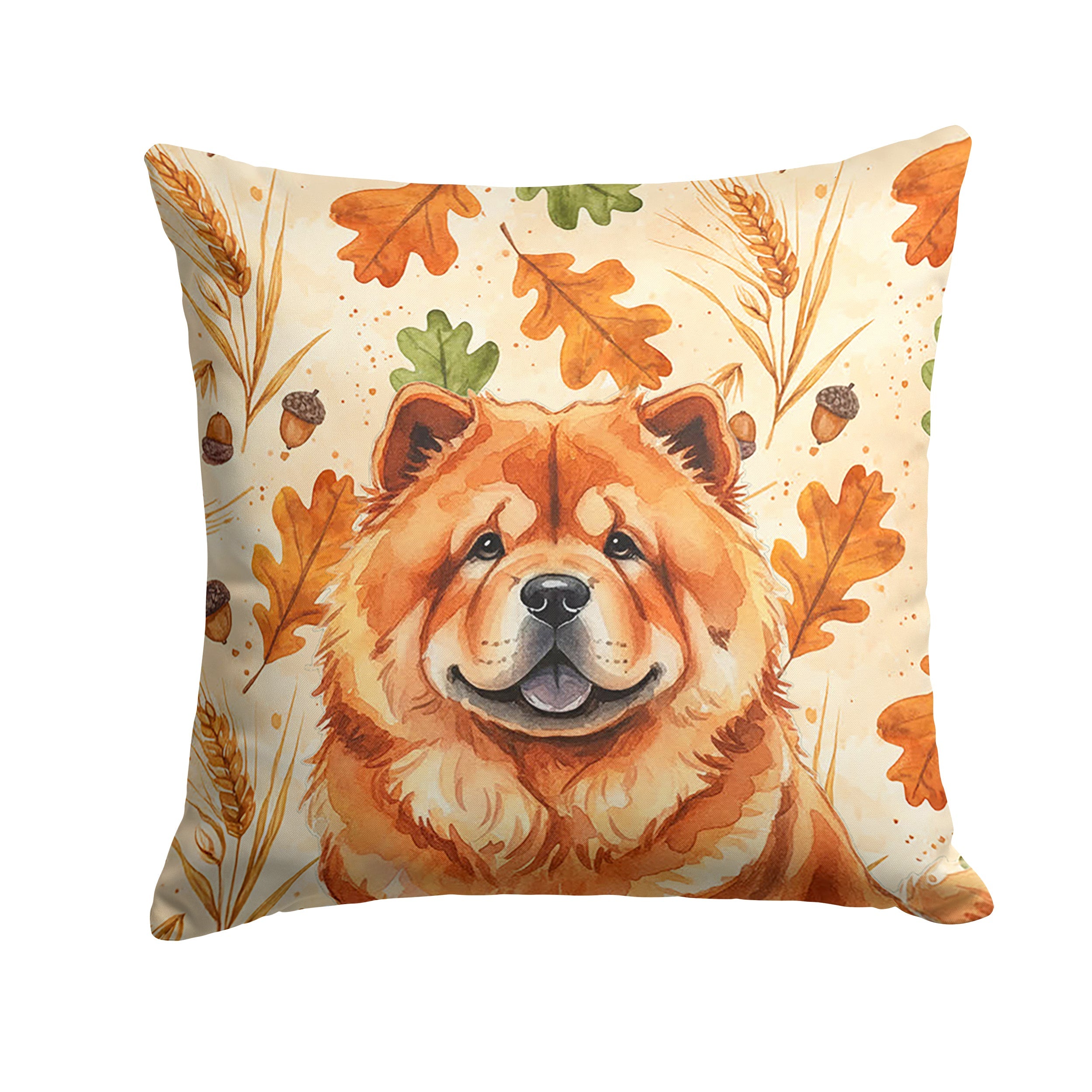Red Chow Chow Heirloom Fall Decorative Throw Pillow 14x14 Indoor Outdoor Accent Cushion, Fabric Cover with Insert for Sofa, Bed, Porch & Living Room