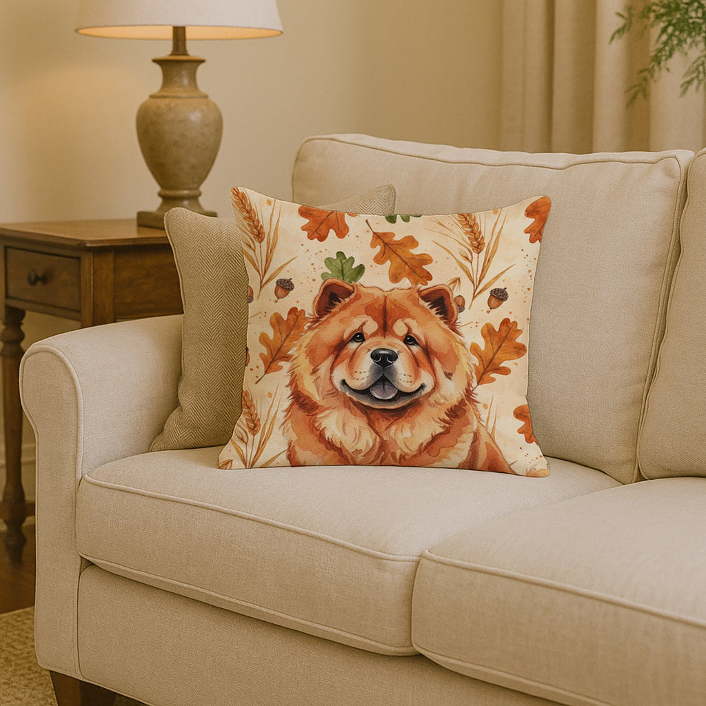 Red Chow Chow Heirloom Fall Decorative Throw Pillow 14x14 Indoor Outdoor Accent Cushion, Fabric Cover with Insert for Sofa, Bed, Porch & Living Room