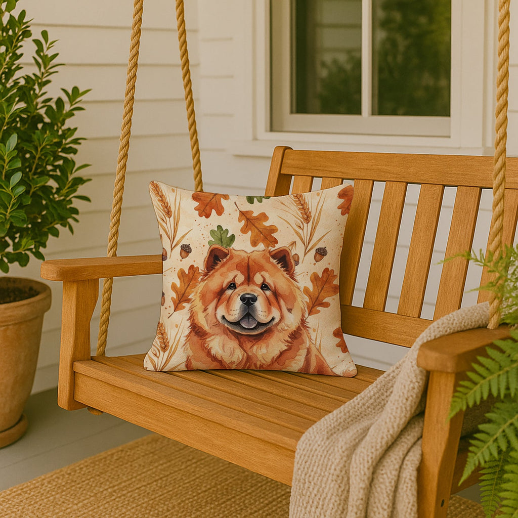 Red Chow Chow Heirloom Fall Decorative Throw Pillow 18x18 Indoor Outdoor Accent Cushion, Fabric Cover with Insert for Sofa, Bed, Porch & Living Room