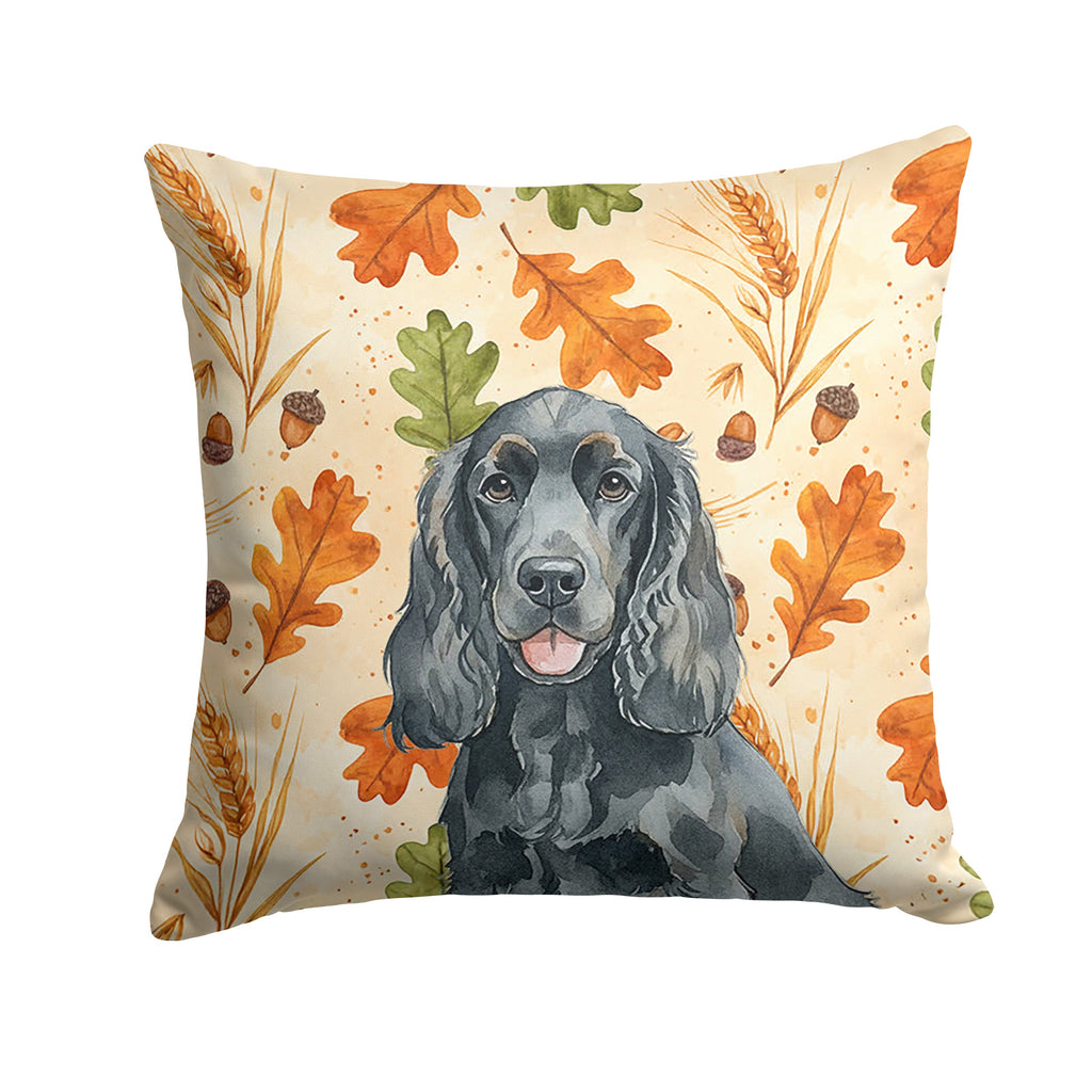Black Cocker Spaniel Heirloom Fall Decorative Throw Pillow 14x14 Indoor Outdoor Accent Cushion, Fabric Cover with Insert for Sofa, Bed, Porch & Living Room
