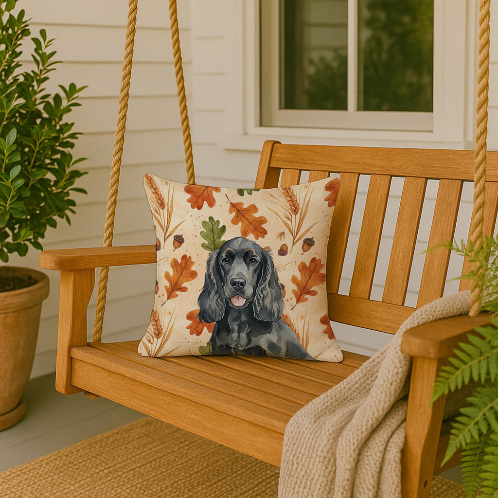 Black Cocker Spaniel Heirloom Fall Decorative Throw Pillow 18x18 Indoor Outdoor Accent Cushion, Fabric Cover with Insert for Sofa, Bed, Porch & Living Room