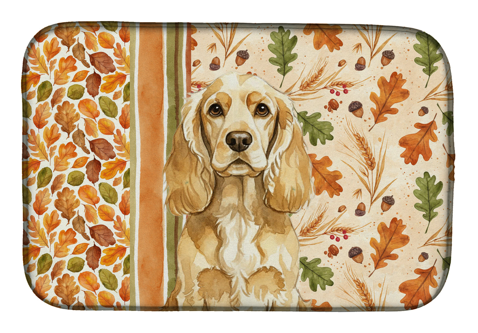 Buff Cocker Spaniel Heirloom Fall Dish Drying Mat Absorbent Dish Drying Mat Pad for Kitchen Counter Dish Drainer Mat for Countertop, 14 x 21", Multicolor