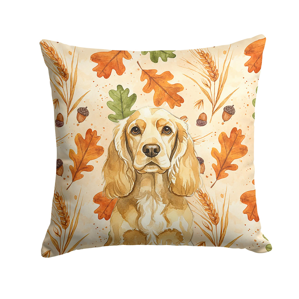 Buff Cocker Spaniel Heirloom Fall Decorative Throw Pillow 14x14 Indoor Outdoor Accent Cushion, Fabric Cover with Insert for Sofa, Bed, Porch & Living Room