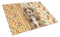 Chocolate Cocker Spaniel Heirloom Fall Cutting Board Tempered Glass Kitchen Cutting Surface, Heat Resistant Chopping, Non-Slip Feet, Food Prep & Serving