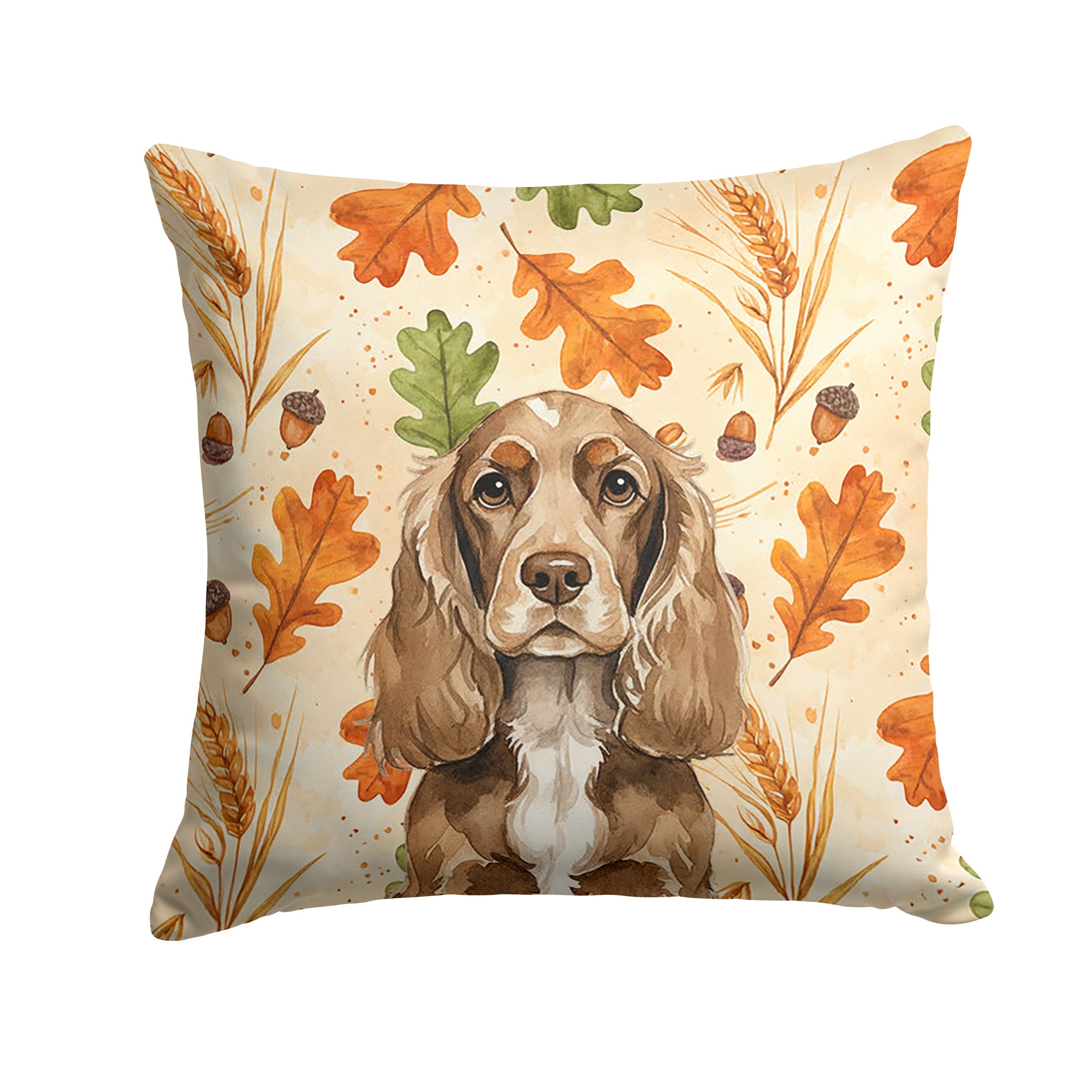 Chocolate Cocker Spaniel Heirloom Fall Decorative Throw Pillow 18x18 Indoor Outdoor Accent Cushion, Fabric Cover with Insert for Sofa, Bed, Porch & Living Room