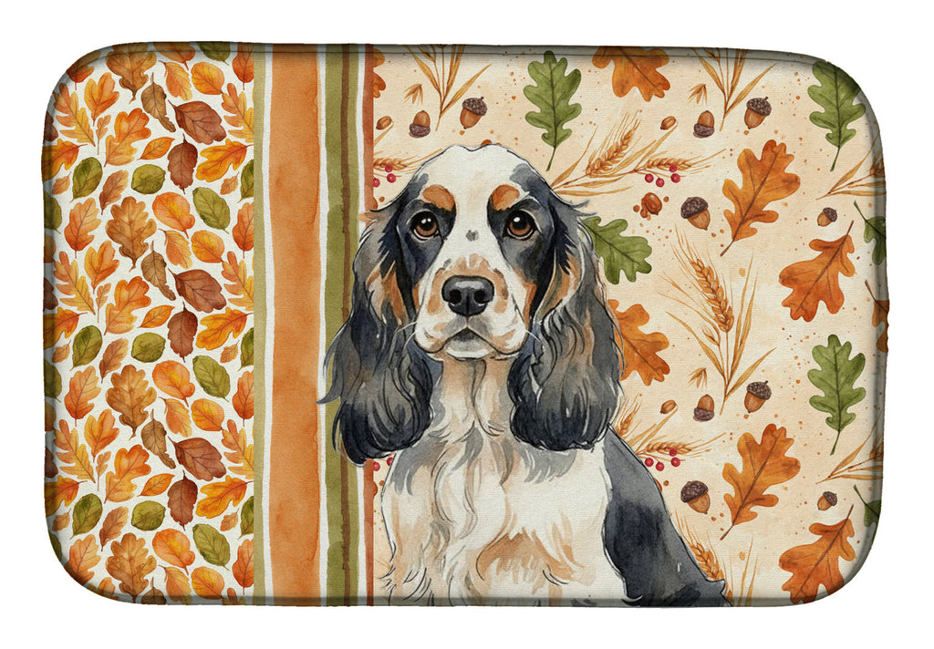 Parti Cocker Spaniel Heirloom Fall Dish Drying Mat Absorbent Dish Drying Mat Pad for Kitchen Counter Dish Drainer Mat for Countertop, 14 x 21", Multicolor