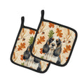 Parti Cocker Spaniel Heirloom Fall Pot Holder Set of 2 Heat Resistant Quilted Hot Pads 7.5 x 7.5 Inch, Insulated Kitchen Trivets for Cooking & Baking