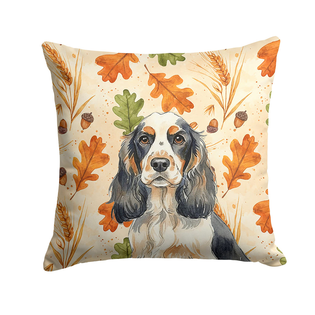 Parti Cocker Spaniel Heirloom Fall Decorative Throw Pillow 18x18 Indoor Outdoor Accent Cushion, Fabric Cover with Insert for Sofa, Bed, Porch & Living Room