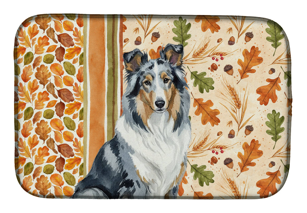 Blue Merle Collie Heirloom Fall Dish Drying Mat Absorbent Dish Drying Mat Pad for Kitchen Counter Dish Drainer Mat for Countertop, 14 x 21", Multicolor