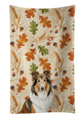 Sable Collie Heirloom Fall Kitchen Towel Velour Plush Front and Cotton Loop Back Machine Washable