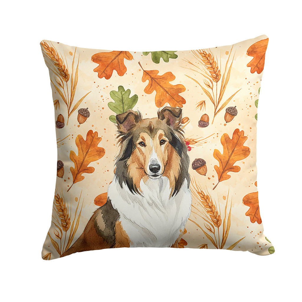 Sable Collie Heirloom Fall Decorative Throw Pillow 14x14 Indoor Outdoor Accent Cushion, Fabric Cover with Insert for Sofa, Bed, Porch & Living Room