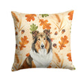 Sable Collie Heirloom Fall Decorative Throw Pillow 14x14 Indoor Outdoor Accent Cushion, Fabric Cover with Insert for Sofa, Bed, Porch & Living Room