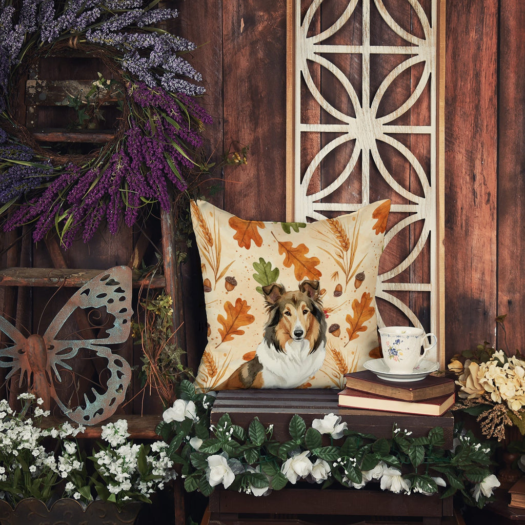 Sable Collie Heirloom Fall Decorative Throw Pillow 18x18 Indoor Outdoor Accent Cushion, Fabric Cover with Insert for Sofa, Bed, Porch & Living Room