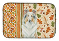 White Collie Heirloom Fall Dish Drying Mat Absorbent Dish Drying Mat Pad for Kitchen Counter Dish Drainer Mat for Countertop, 14 x 21", Multicolor