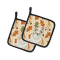 White Collie Heirloom Fall Pot Holder Set of 2 Heat Resistant Quilted Hot Pads 7.5 x 7.5 Inch, Insulated Kitchen Trivets for Cooking & Baking