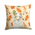 White Collie Heirloom Fall Decorative Throw Pillow 18x18 Indoor Outdoor Accent Cushion, Fabric Cover with Insert for Sofa, Bed, Porch & Living Room