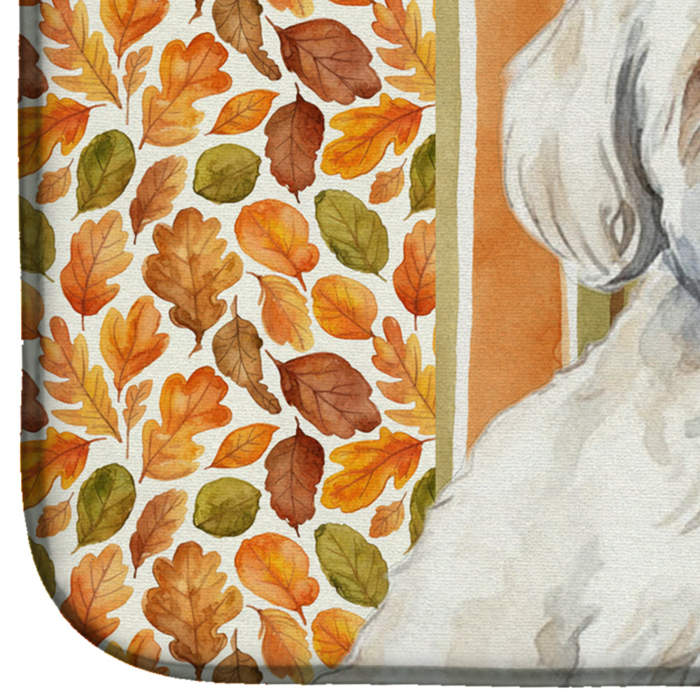 Coton de Tulear Heirloom Fall Dish Drying Mat Absorbent Dish Drying Mat Pad for Kitchen Counter Dish Drainer Mat for Countertop, 14 x 21", Multicolor