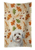 Coton de Tulear Heirloom Fall Kitchen Towel Velour Plush Front and Cotton Loop Back Machine Washable