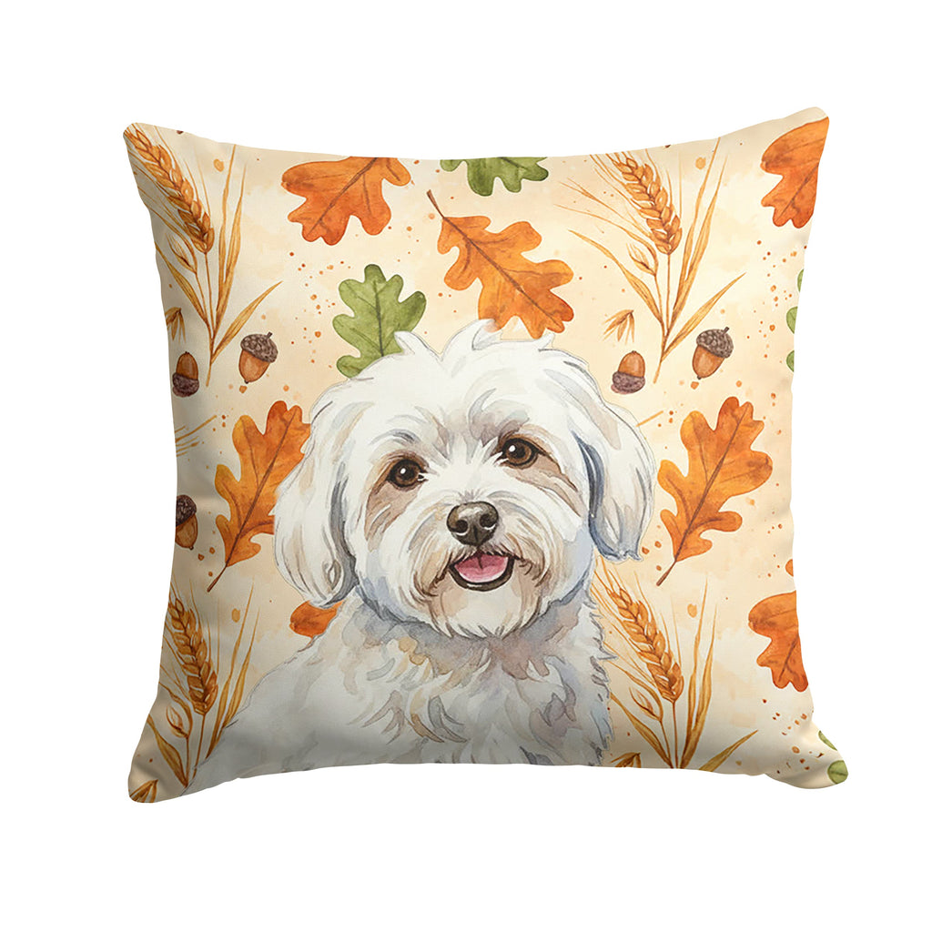Coton de Tulear Heirloom Fall Decorative Throw Pillow 14x14 Indoor Outdoor Accent Cushion, Fabric Cover with Insert for Sofa, Bed, Porch & Living Room