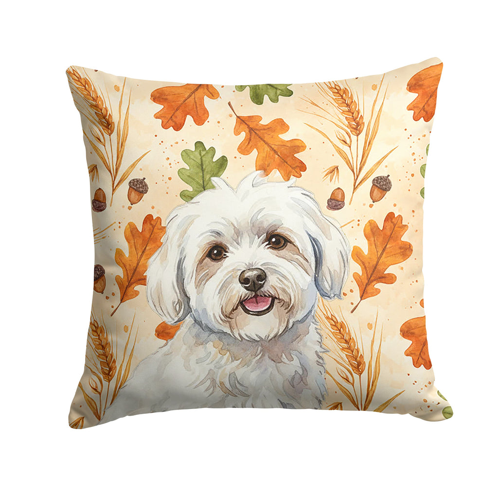 Coton de Tulear Heirloom Fall Decorative Throw Pillow 18x18 Indoor Outdoor Accent Cushion, Fabric Cover with Insert for Sofa, Bed, Porch & Living Room