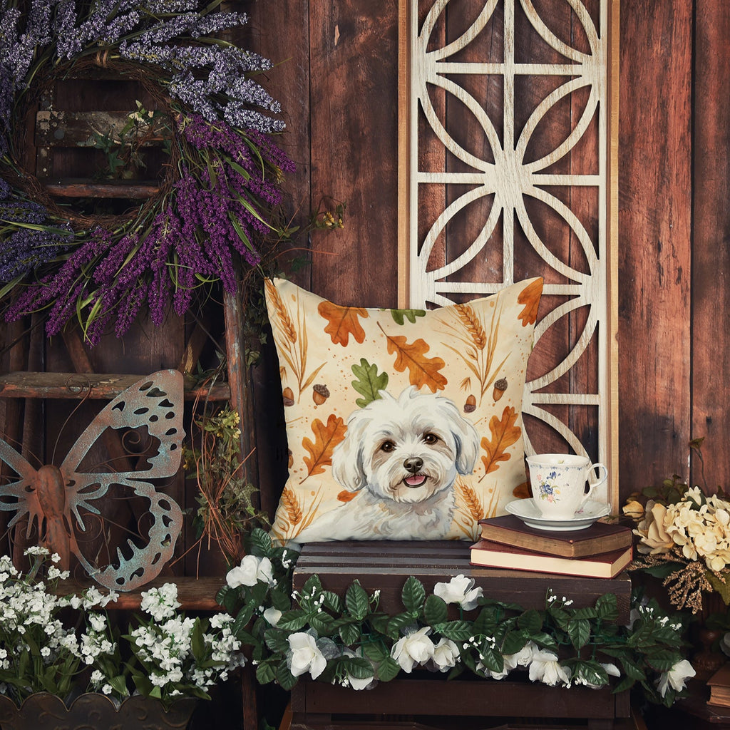 Coton de Tulear Heirloom Fall Decorative Throw Pillow 18x18 Indoor Outdoor Accent Cushion, Fabric Cover with Insert for Sofa, Bed, Porch & Living Room