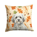 White with Gray Coton de Tulear Heirloom Fall Decorative Throw Pillow 14x14 Indoor Outdoor Accent Cushion, Fabric Cover with Insert for Sofa, Bed, Porch & Living Room
