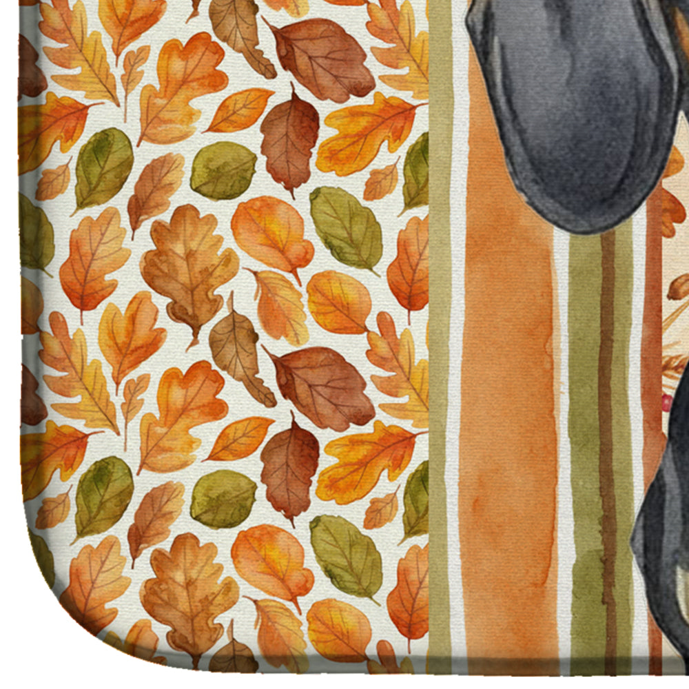 Black and Tan Dachshund Heirloom Fall Dish Drying Mat Absorbent Dish Drying Mat Pad for Kitchen Counter Dish Drainer Mat for Countertop, 14 x 21", Multicolor