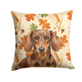 Chocolate and Tan Dachshund Heirloom Fall Decorative Throw Pillow 18x18 Indoor Outdoor Accent Cushion, Fabric Cover with Insert for Sofa, Bed, Porch & Living Room