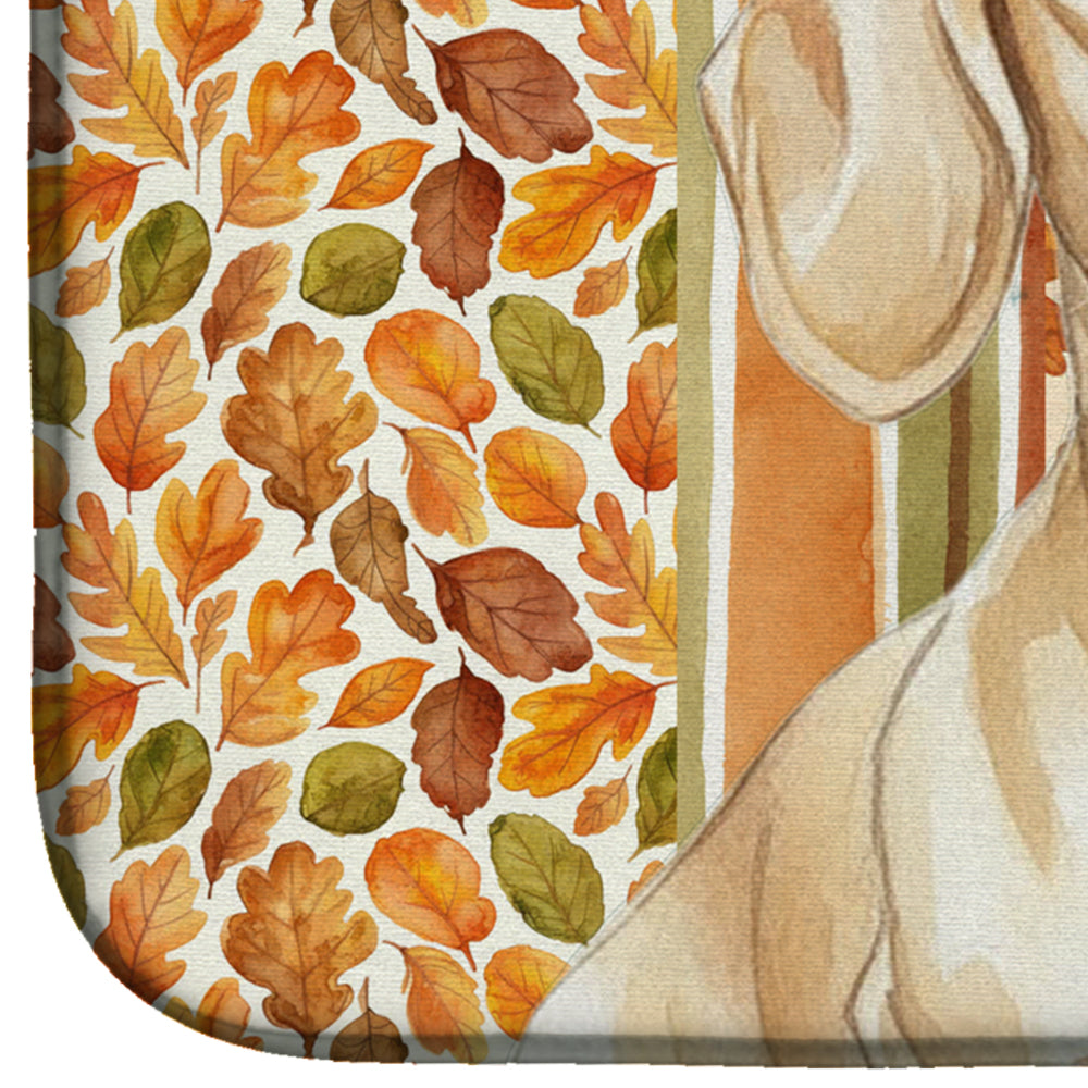 Cream Dachshund Heirloom Fall Dish Drying Mat Absorbent Dish Drying Mat Pad for Kitchen Counter Dish Drainer Mat for Countertop, 14 x 21", Multicolor