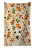 Cream Dachshund Heirloom Fall Kitchen Towel Velour Plush Front and Cotton Loop Back Machine Washable