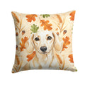 Cream Dachshund Heirloom Fall Decorative Throw Pillow 14x14 Indoor Outdoor Accent Cushion, Fabric Cover with Insert for Sofa, Bed, Porch & Living Room