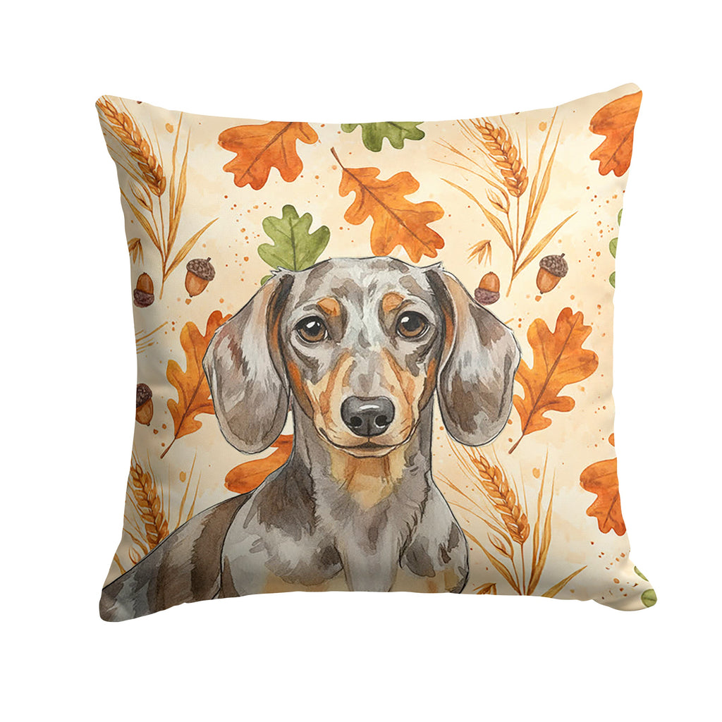 Dapple Dachshund Heirloom Fall Decorative Throw Pillow 14x14 Indoor Outdoor Accent Cushion, Fabric Cover with Insert for Sofa, Bed, Porch & Living Room