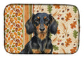 Longhaired Black and Tan Dachshund Heirloom Fall Dish Drying Mat Absorbent Dish Drying Mat Pad for Kitchen Counter Dish Drainer Mat for Countertop, 14 x 21", Multicolor
