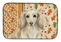 Longhaired Cream Dachshund Heirloom Fall Dish Drying Mat Absorbent Dish Drying Mat Pad for Kitchen Counter Dish Drainer Mat for Countertop, 14 x 21", Multicolor