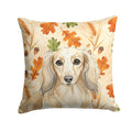 Longhaired Cream Dachshund Heirloom Fall Decorative Throw Pillow 18x18 Indoor Outdoor Accent Cushion, Fabric Cover with Insert for Sofa, Bed, Porch & Living Room