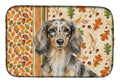 Longhaired Dapple Dachshund Heirloom Fall Dish Drying Mat Absorbent Dish Drying Mat Pad for Kitchen Counter Dish Drainer Mat for Countertop, 14 x 21", Multicolor