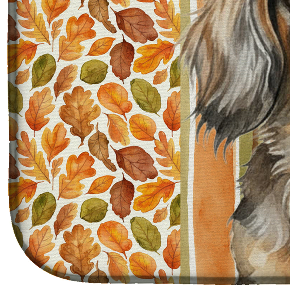 Longhaired Dapple Dachshund Heirloom Fall Dish Drying Mat Absorbent Dish Drying Mat Pad for Kitchen Counter Dish Drainer Mat for Countertop, 14 x 21", Multicolor