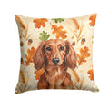 Longhaired Red Dachshund Heirloom Fall Decorative Throw Pillow 18x18 Indoor Outdoor Accent Cushion, Fabric Cover with Insert for Sofa, Bed, Porch & Living Room